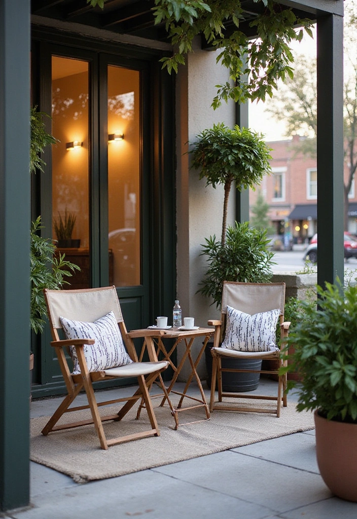 21 Small Porch Ideas for Urban Outdoor Living - 6. Folding Furniture for Flexibility