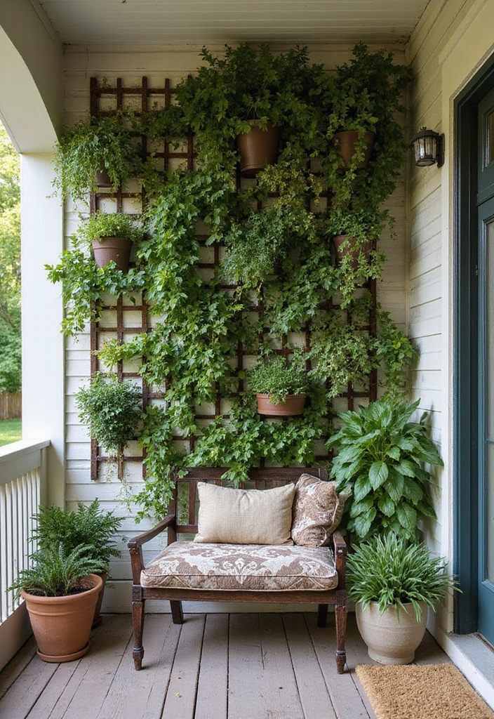 21 Small Porch Ideas for Urban Outdoor Living - 8. Vertical Garden Walls
