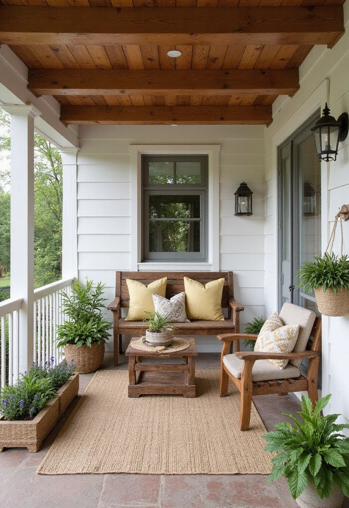 21 Small Porch Ideas for Urban Outdoor Living - 9. Rustic Wood Elements