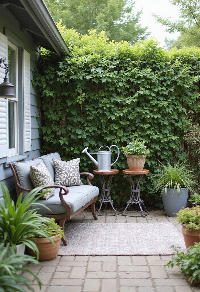 21 Tiny Patio Ideas for Cozy Outdoor Living - 10. Garden Accessories: Practical and Stylish