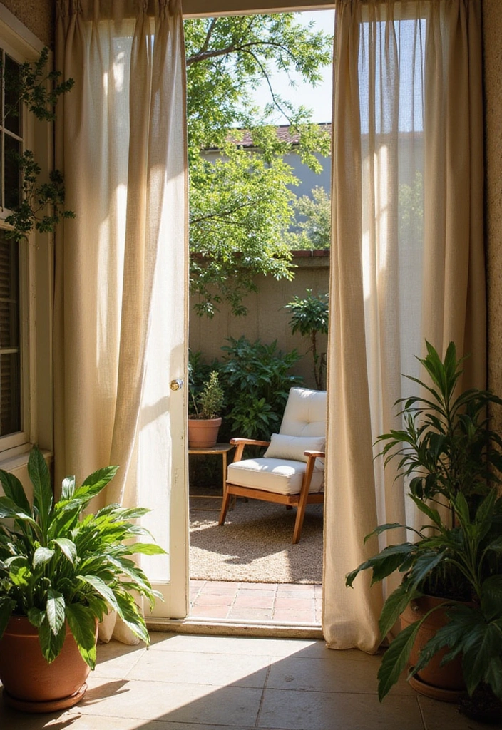 21 Tiny Patio Ideas for Cozy Outdoor Living - 11. Outdoor Curtains: Privacy and Style