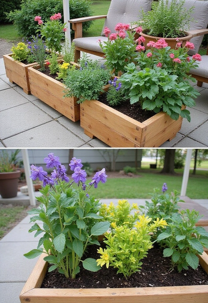 21 Tiny Patio Ideas for Cozy Outdoor Living - 12. DIY Planter Boxes: Customizable Greenery