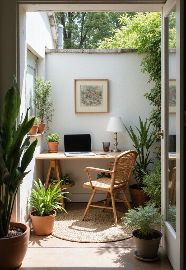 21 Tiny Patio Ideas for Cozy Outdoor Living - 18. Outdoor Workstation: Functional and Stylish