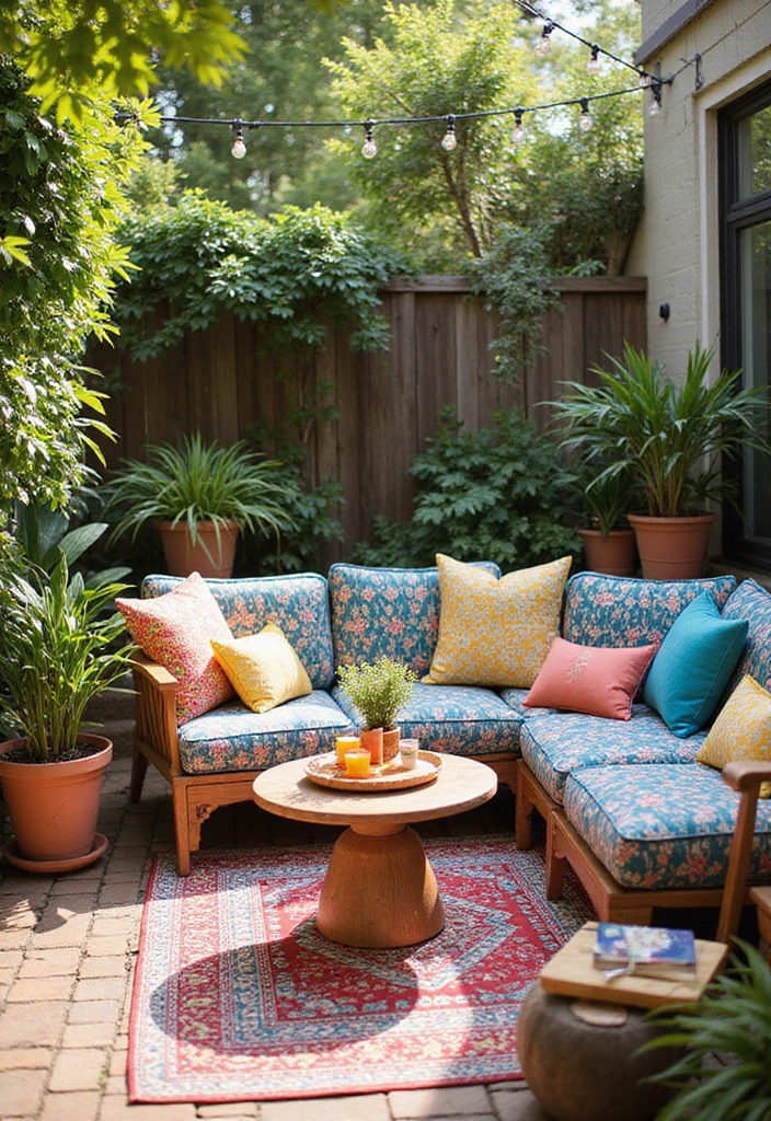 21 Tiny Patio Ideas for Cozy Outdoor Living - 19. Colorful Accents: Pops of Personality