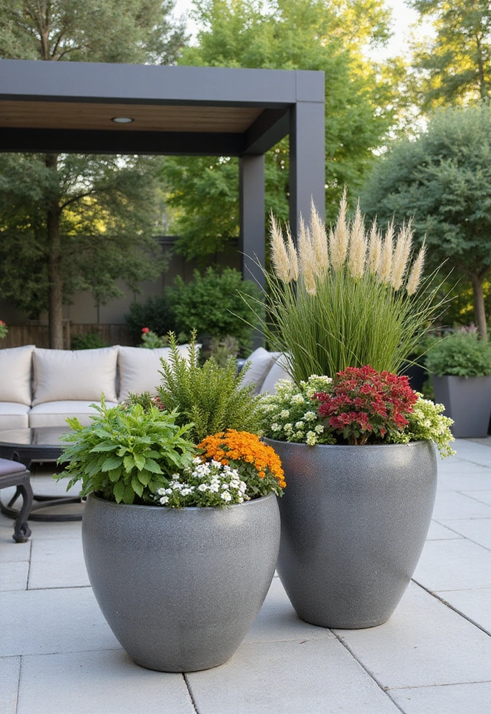 22 Big Pots for Plants Ideas Outdoor - 13. Stylish Fiberstone Planters