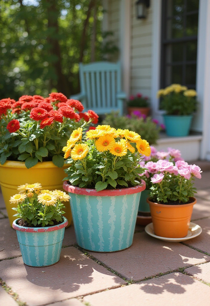 22 Big Pots for Plants Ideas Outdoor - 14. Fun Painted Pots