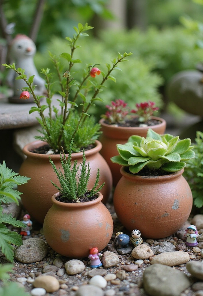 22 Big Pots for Plants Ideas Outdoor - 17. Charming Fairy Garden Pots