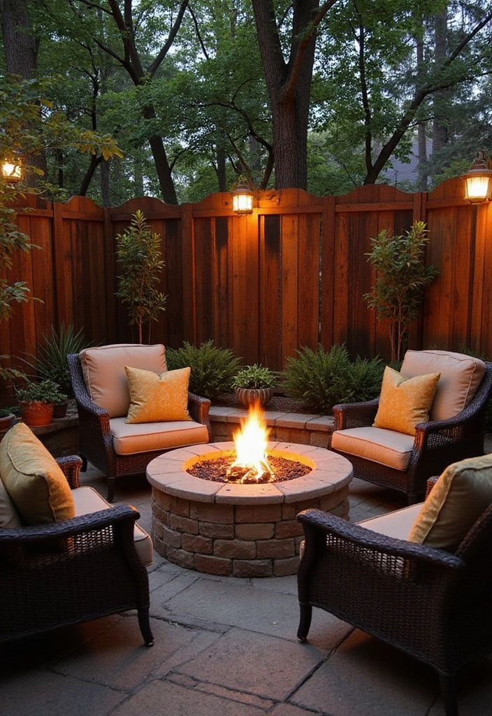 22 Boma Ideas Fire Pits for Outdoor Living - 13. Fire Pit with Privacy Screens