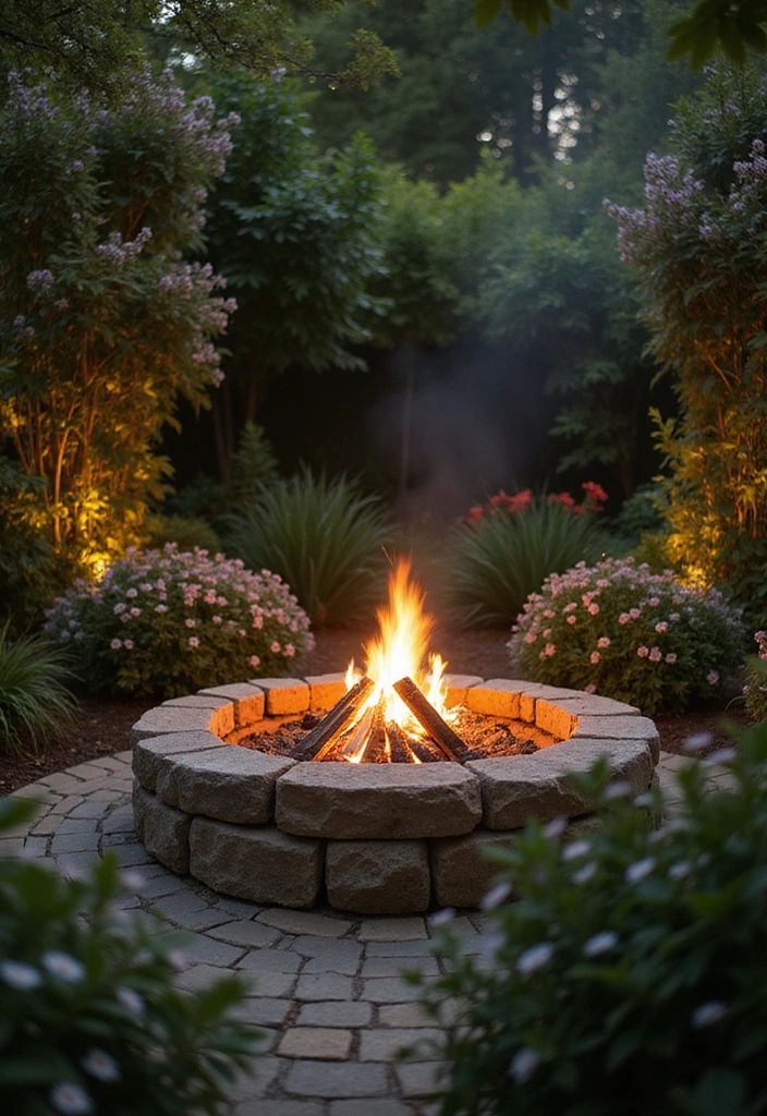 22 Boma Ideas Fire Pits for Outdoor Living - 14. Fire Pit with Surrounding Garden