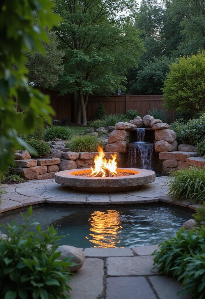 22 Boma Ideas Fire Pits for Outdoor Living - 8. Fire Pit with Water Feature