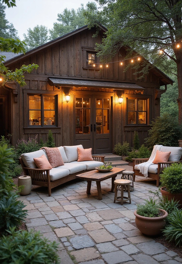 22 Eco-Friendly Paver Patio Ideas for Sustainable Outdoor Living - 14. Rustic Barnwood Patios