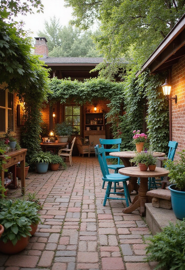 22 Eco-Friendly Paver Patio Ideas for Sustainable Outdoor Living - 18. Vintage Charm Patios