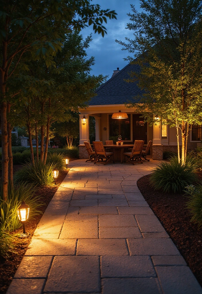 22 Eco-Friendly Paver Patio Ideas for Sustainable Outdoor Living - 21. Artistic Lighting Patios