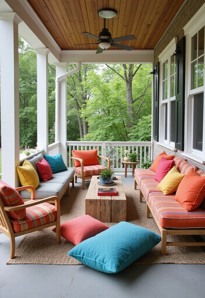 22 Porch Ideas Entrance for Bohemian Outdoor Living Spaces - 12. Playful Seating Arrangements