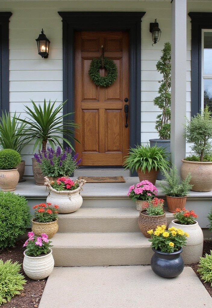 22 Porch Ideas Entrance for Bohemian Outdoor Living Spaces - 17. Bohemian Inspired Planters