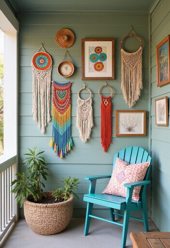 22 Porch Ideas Entrance for Bohemian Outdoor Living Spaces - 9. Artful Wall Decor