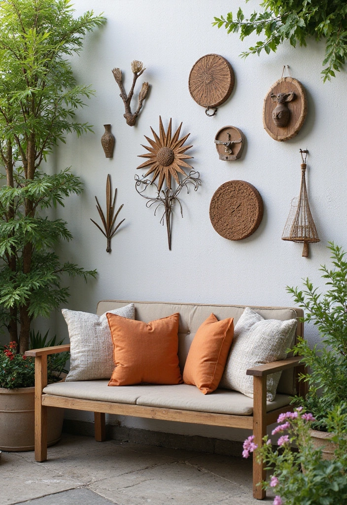 23 Backyard Patio Ideas for Sustainable Outdoor Living - 12. Eco-Friendly Wall Art