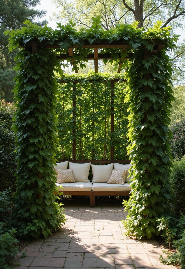 23 Backyard Privacy Ideas From Neighbors - 10. Trellis with Climbing Plants