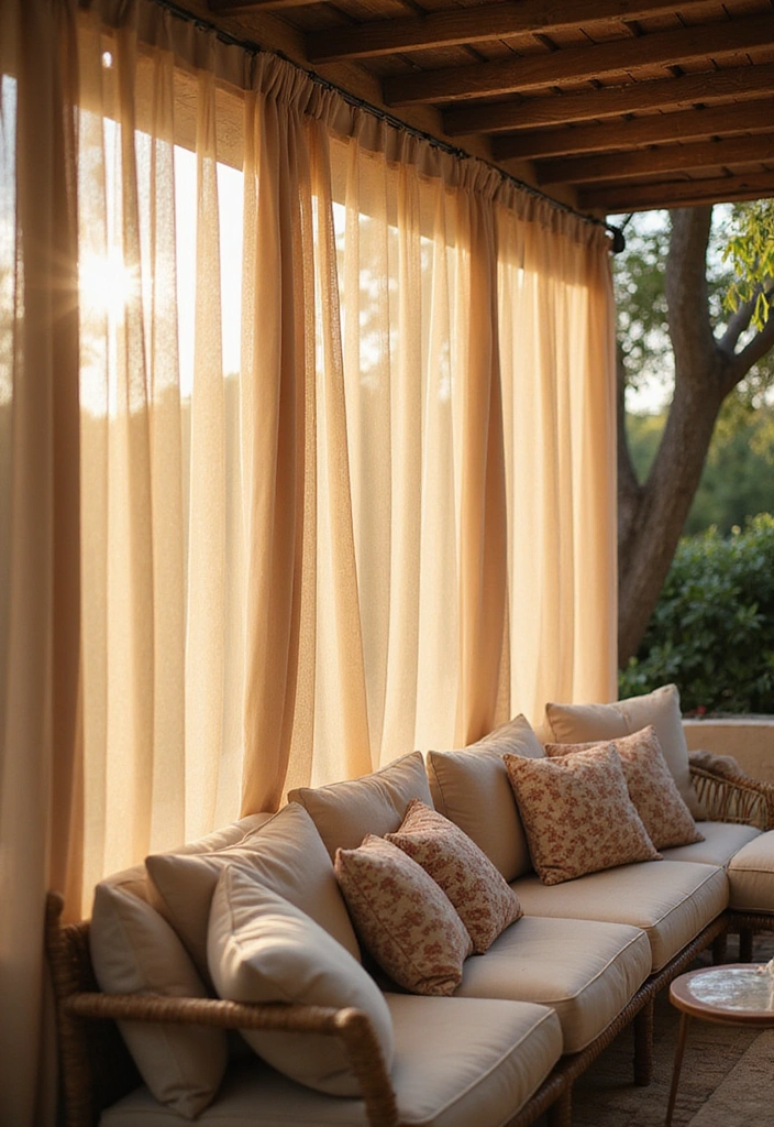 23 Backyard Privacy Ideas From Neighbors - 12. Outdoor Curtains