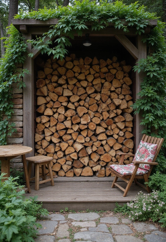 23 Backyard Privacy Ideas From Neighbors - 21. Cozy Firewood Stacks