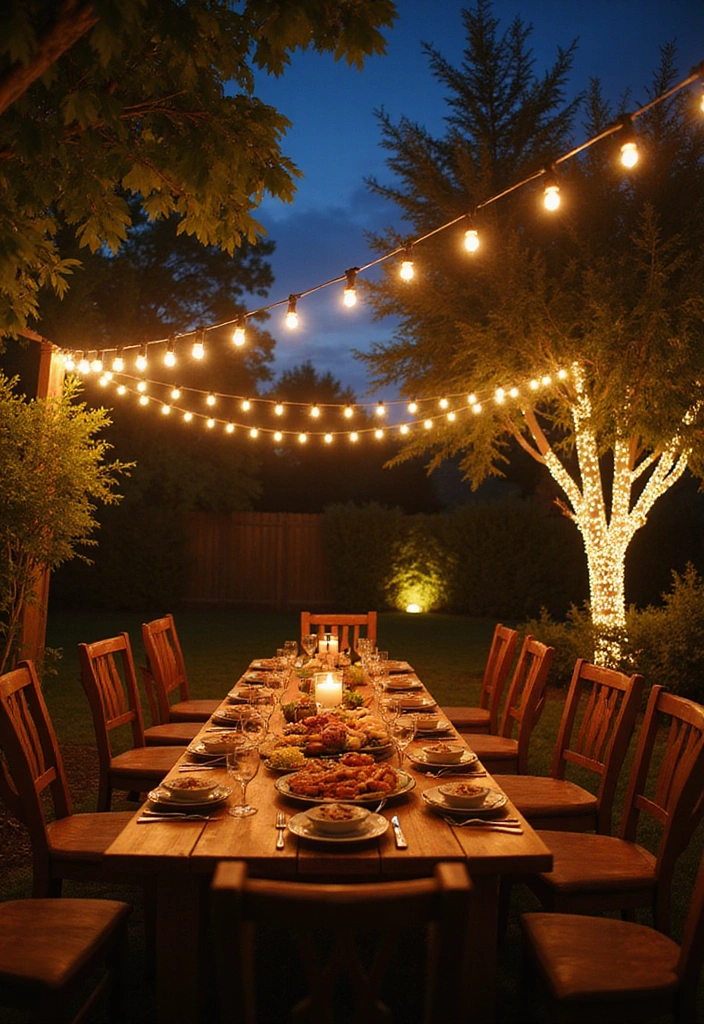 23 Cheap Backyard Ideas for Affordable Outdoor Living - 2. String Lights Magic
