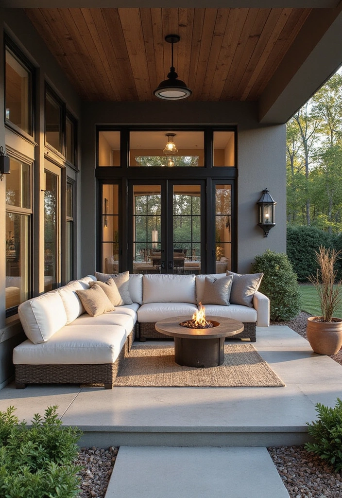 23 Double Wide Front Porch Ideas for Cozy Outdoor Living - 3. Elegant Outdoor Lounge