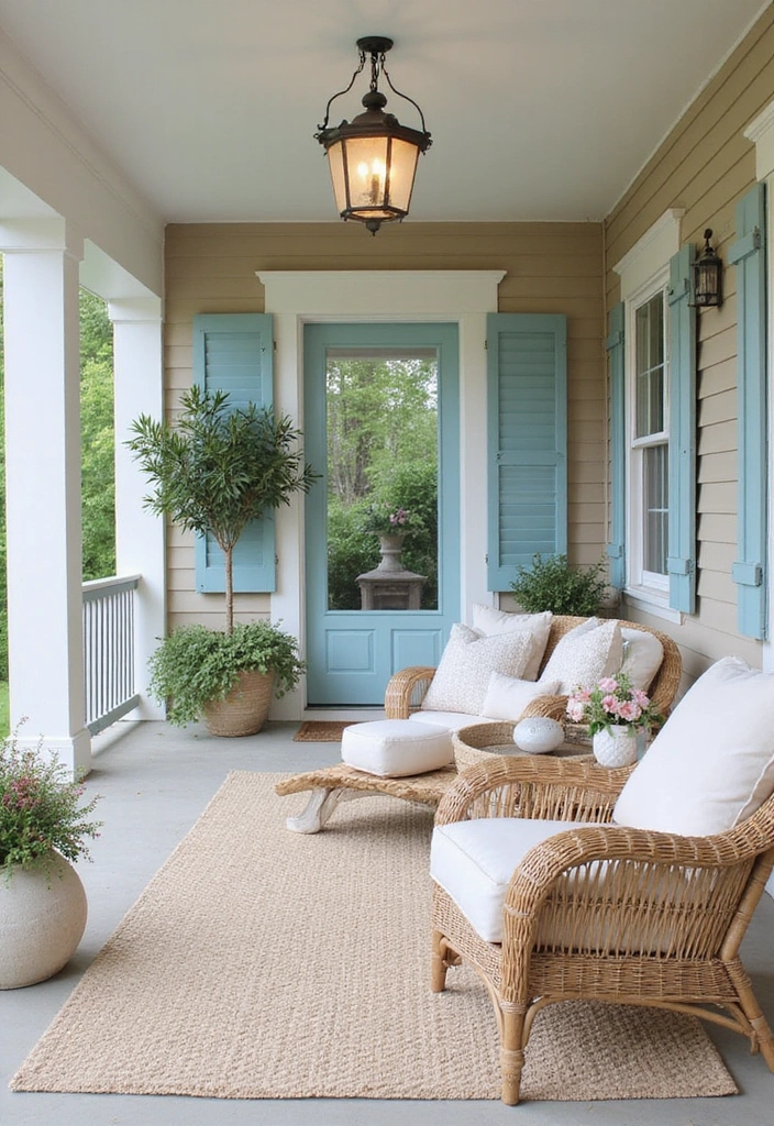 23 Double Wide Front Porch Ideas for Cozy Outdoor Living - 7. Coastal Charm with Nautical Decor