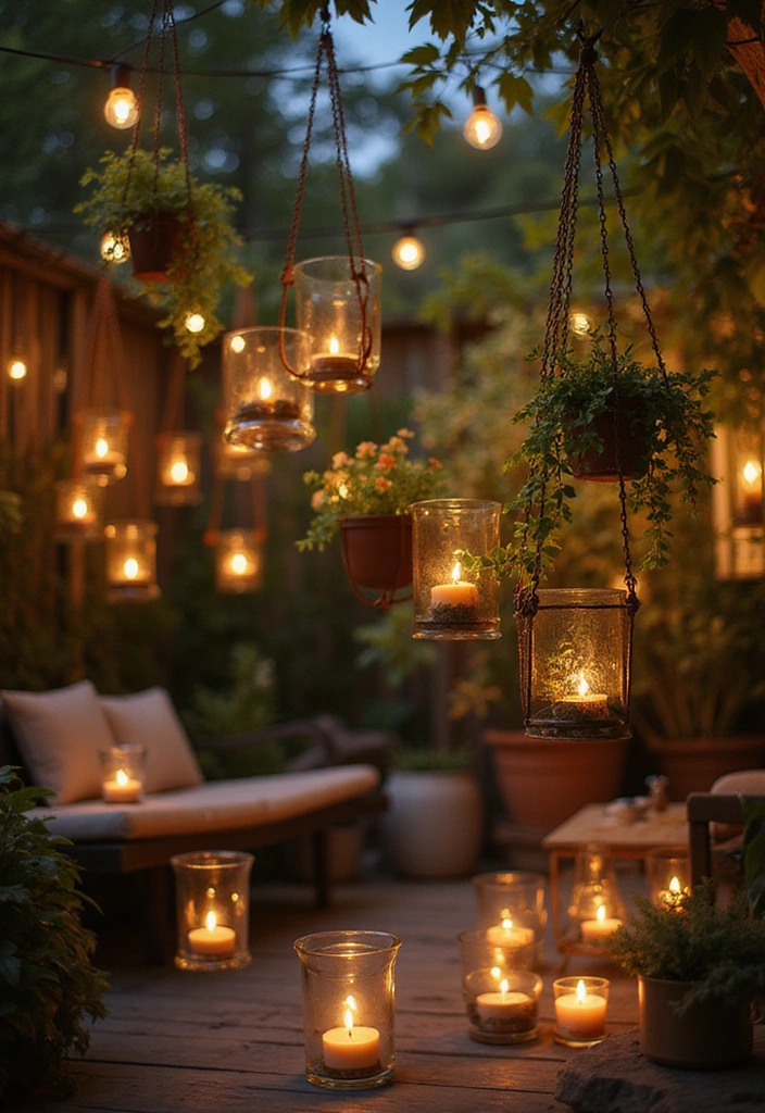 23 Hanging Plants Indoor Ideas for Outdoor Living Spaces - 19. Hanging Candle Planters
