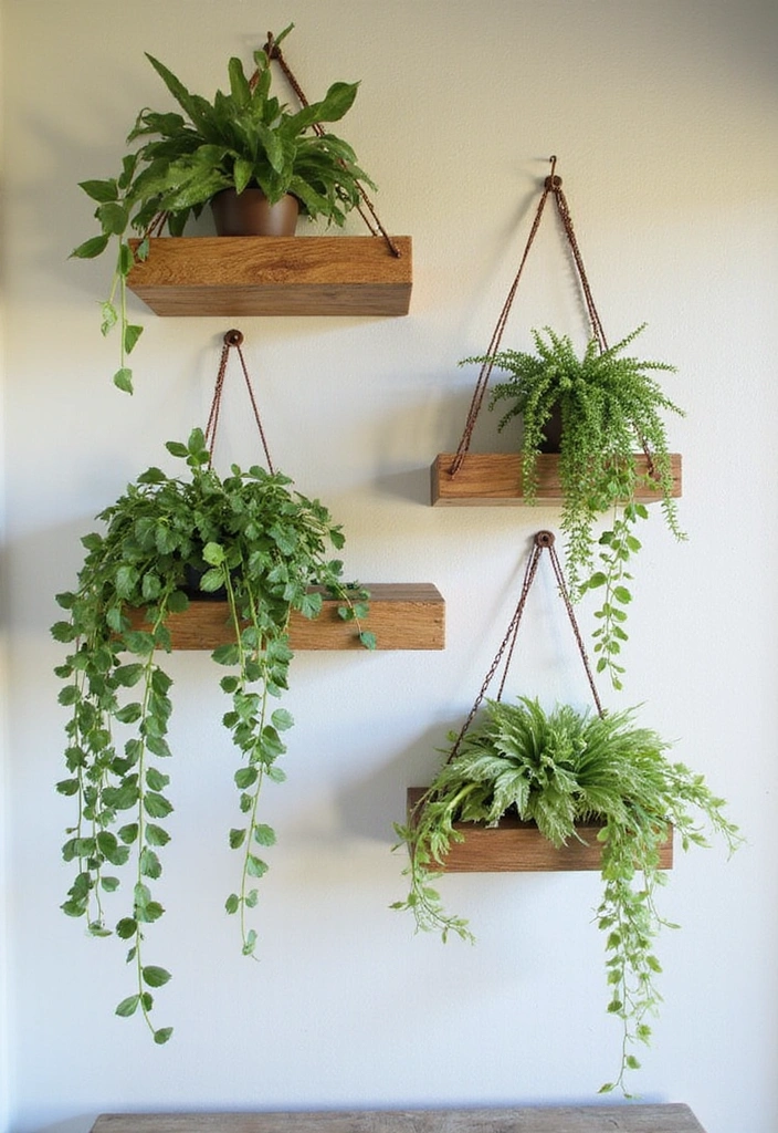 23 Hanging Plants Indoor Ideas for Outdoor Living Spaces - 2. Stylish Shelf Displays