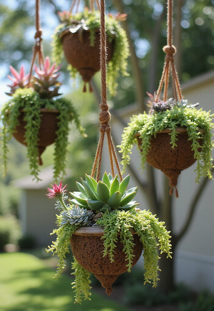 23 Hanging Plants Indoor Ideas for Outdoor Living Spaces - 20. Hanging Succulent Gardens