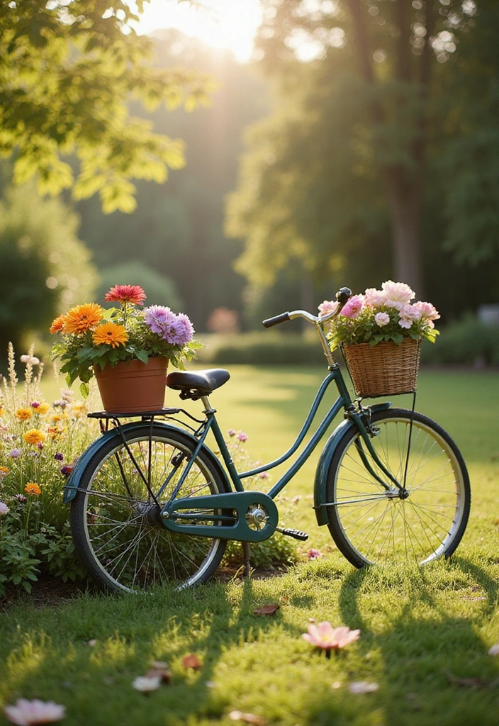23 Hanging Plants Indoor Ideas for Outdoor Living Spaces - 7. Vintage Bicycle Planters