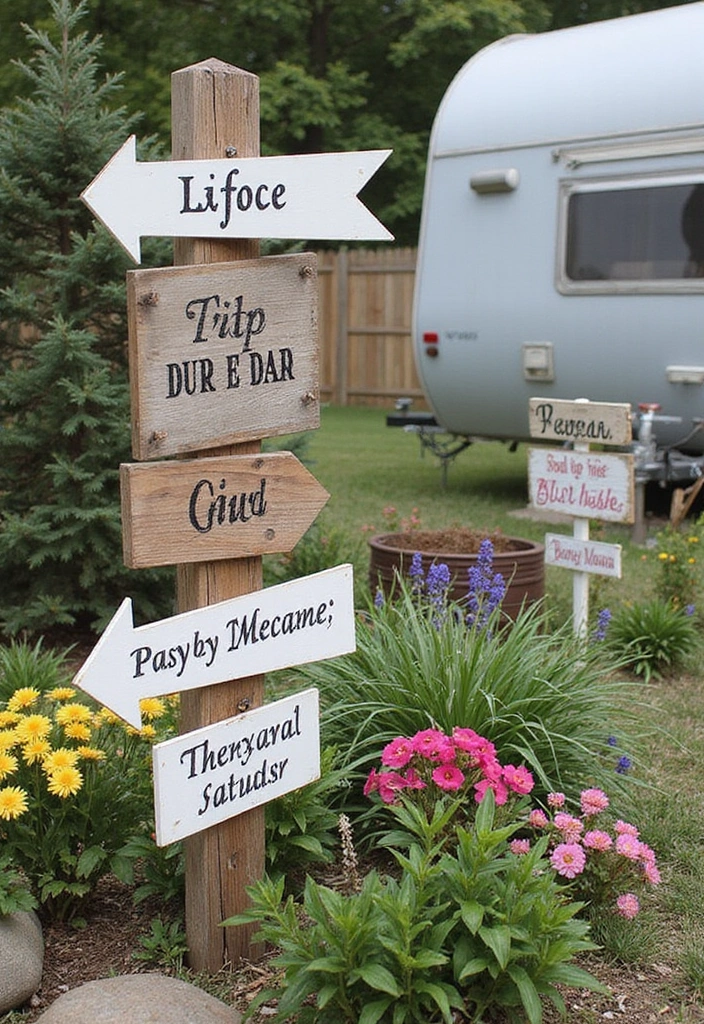 23 RV Yard Ideas for Outdoor Living - 12. Customized Outdoor Signage