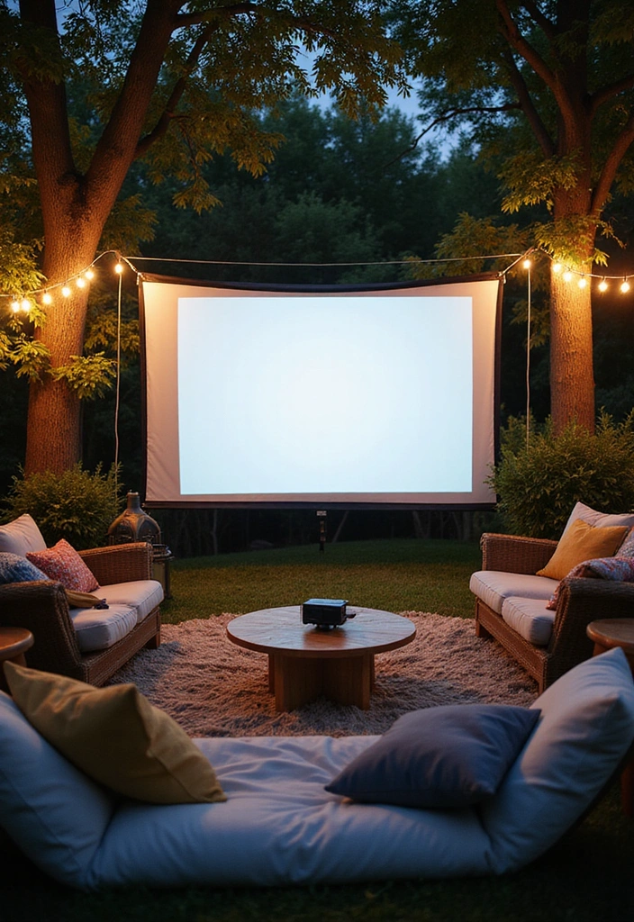23 RV Yard Ideas for Outdoor Living - 15. Outdoor Movie Night Setup