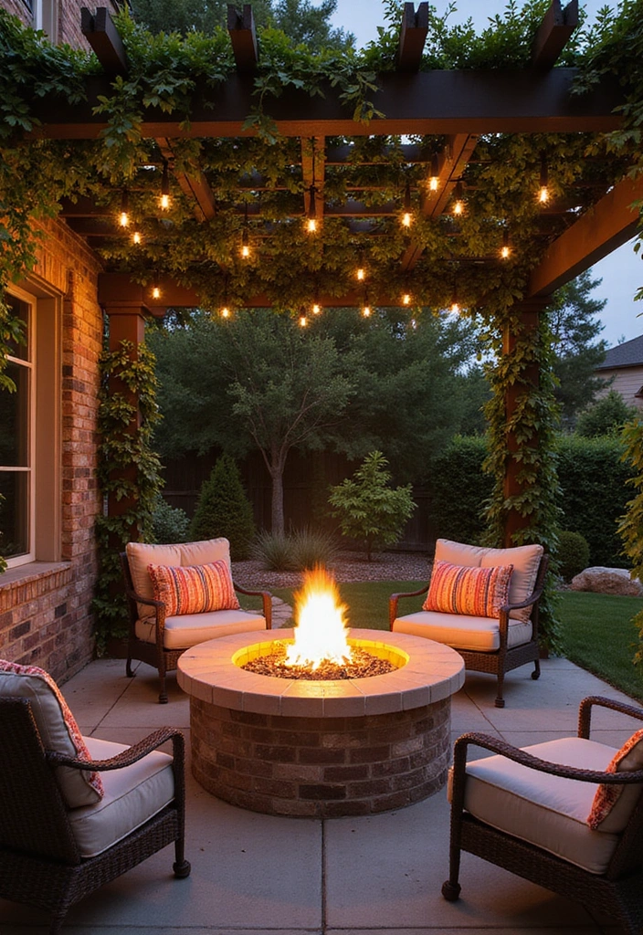 24 Backyard Fire Pit Ideas Lounge Areas Outdoor Living - 11. Fire Pit with Pergola
