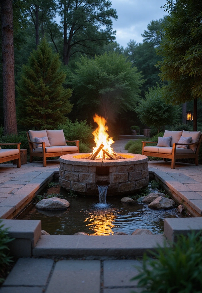 24 Backyard Fire Pit Ideas Lounge Areas Outdoor Living - 9. Fire Pit with Water Feature