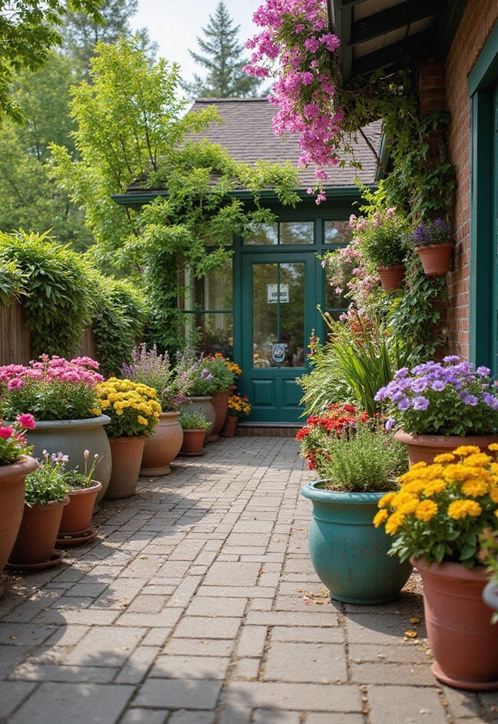 24 Eco-Friendly Backyard Patio Ideas for Outdoor Living - 12. Colorful Planters and Pots