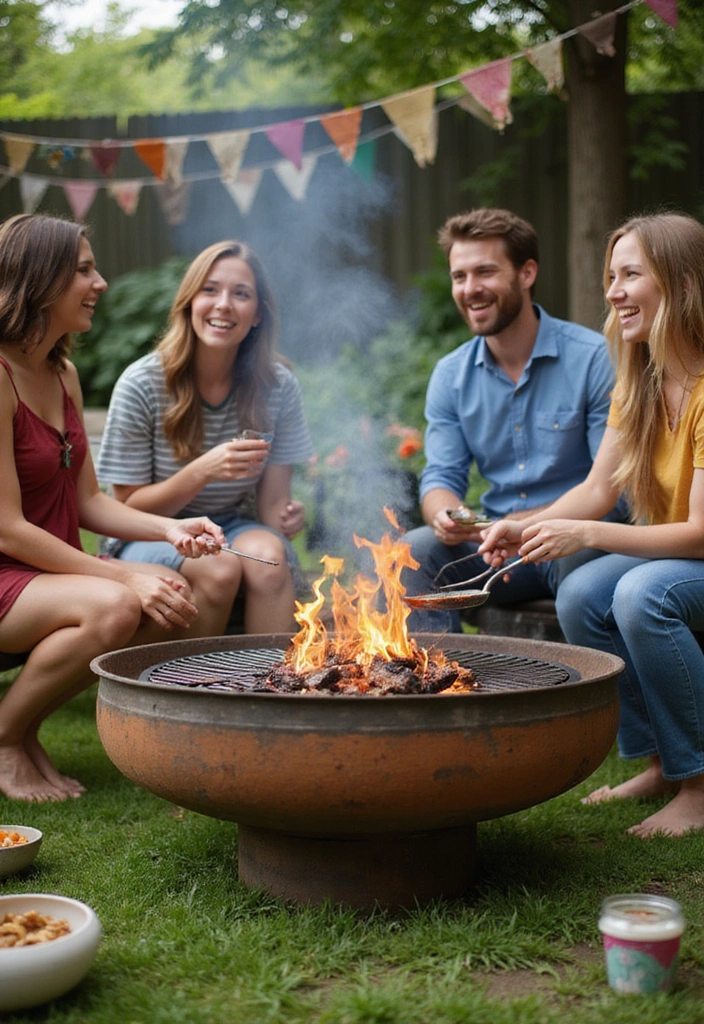 24 Eco-Friendly Firepits for Stylish Outdoor Living - 14. Firepit with a Grill Top