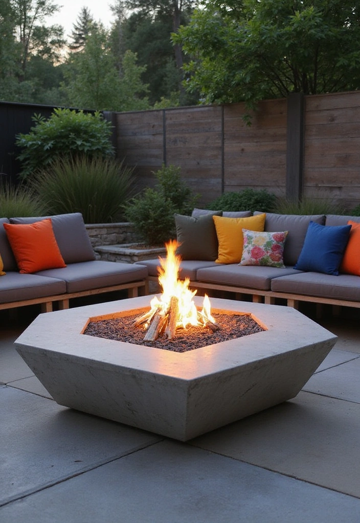 24 Eco-Friendly Firepits for Stylish Outdoor Living - 3. Modern Concrete Firepit