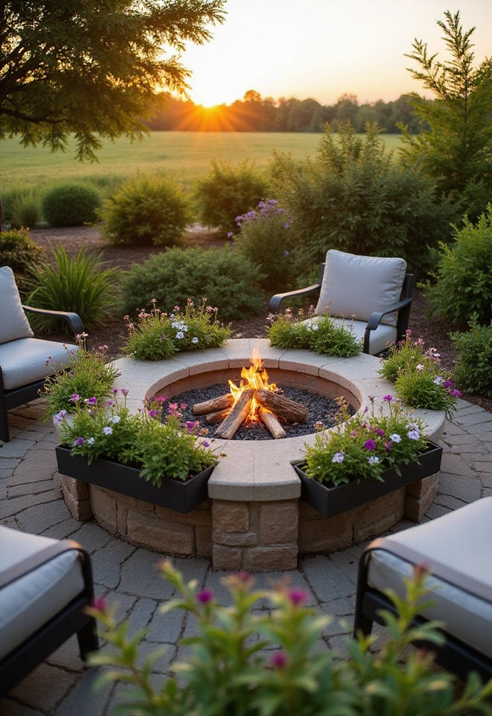 24 Eco-Friendly Firepits for Stylish Outdoor Living - 4. Firepit with Planters