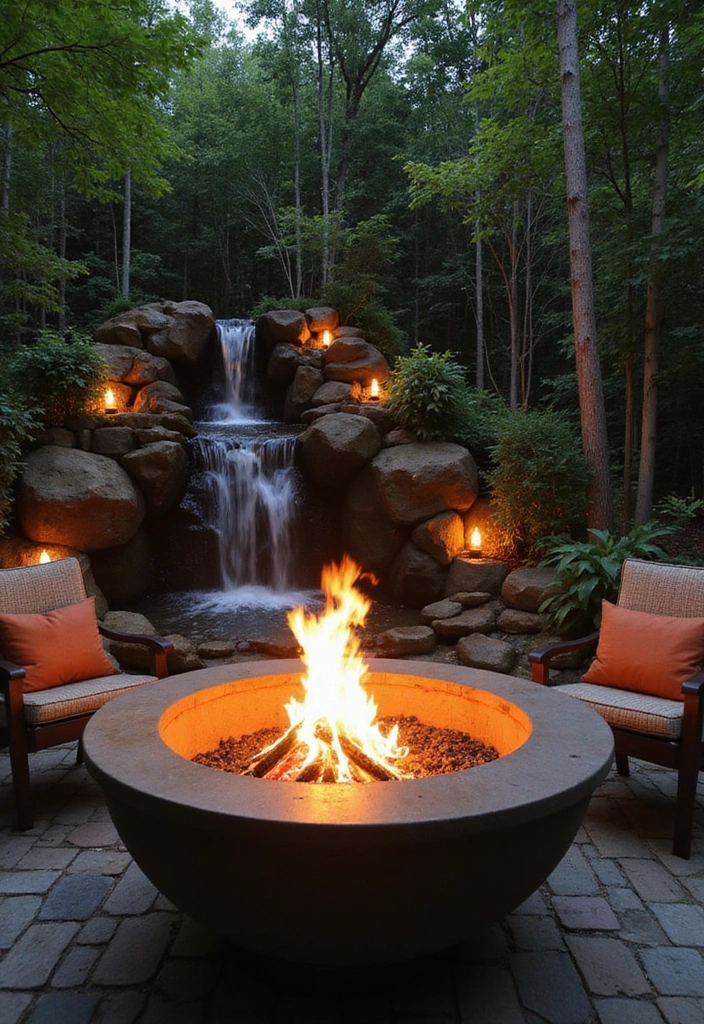 24 Eco-Friendly Firepits for Stylish Outdoor Living - 9. Firepit with Water Features