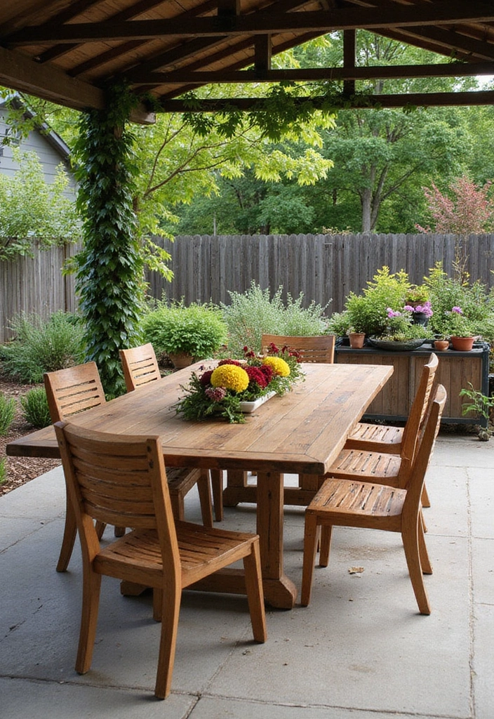 24 Eco-Friendly Outdoor Living Room Ideas for Covered Patios - 3. Outdoor Dining Oasis