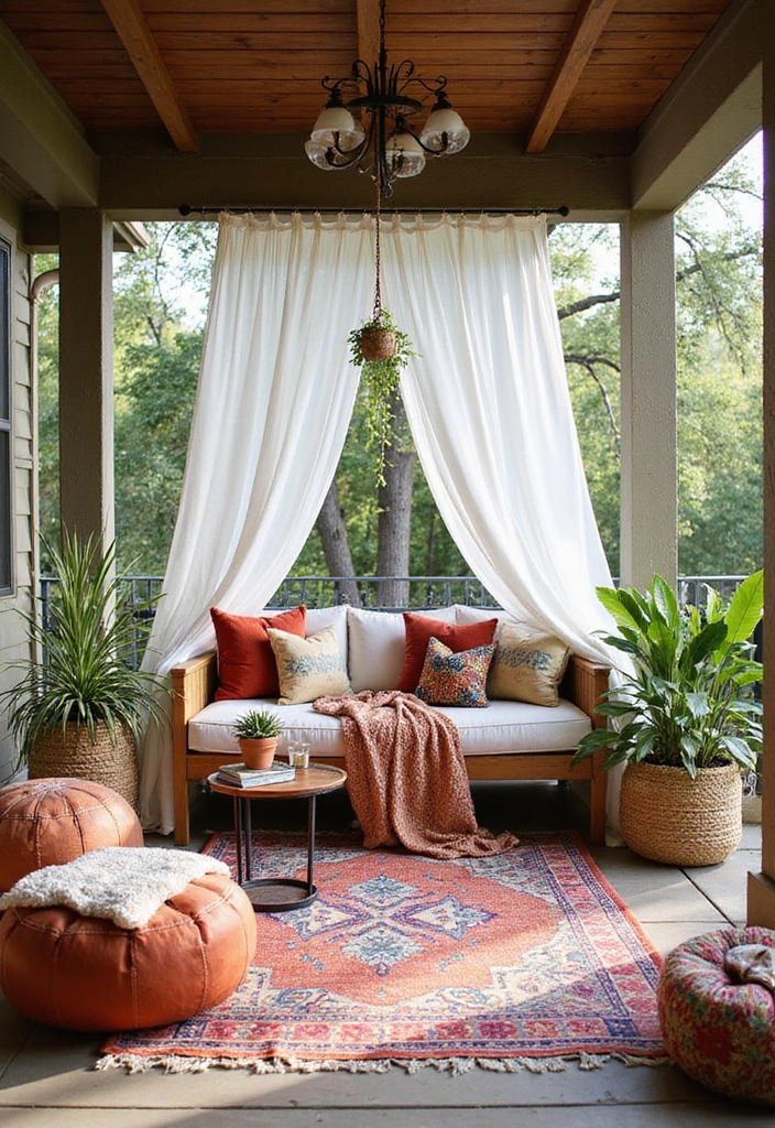 24 Eco-Friendly Outdoor Living Room Ideas for Covered Patios - 5. Bohemian Vibes