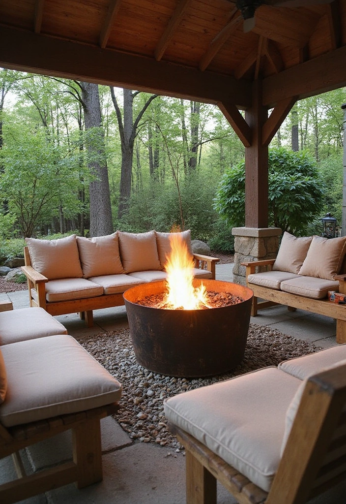 24 Eco-Friendly Outdoor Living Room Ideas for Covered Patios - 6. Eco-Friendly Fire Pit Area