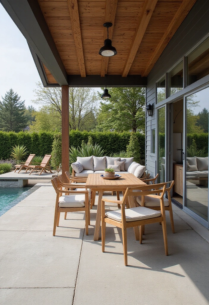 24 Eco-Friendly Outdoor Living Room Ideas for Covered Patios - 7. Multi-Functional Space