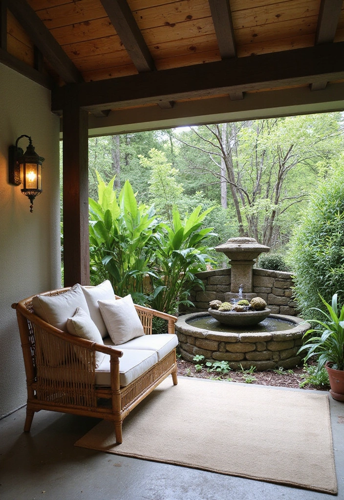 24 Eco-Friendly Outdoor Living Room Ideas for Covered Patios - 8. Zen Retreat