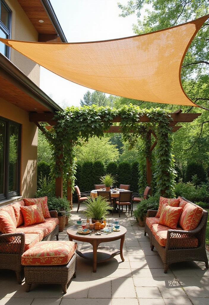 24 Outdoor Living Space Ideas for Your Eco-Friendly Patio - 8. Sustainable Shade Solutions