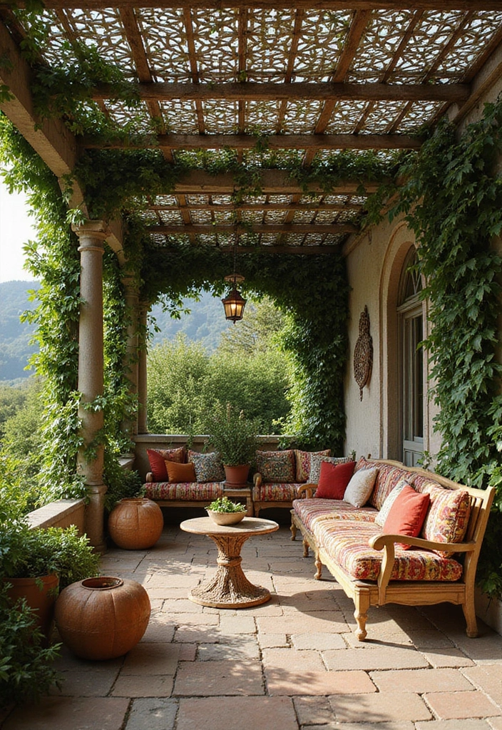 24 Patio Roof Extension Ideas for Small Outdoor Spaces - 12. Artistic Trellis Roof