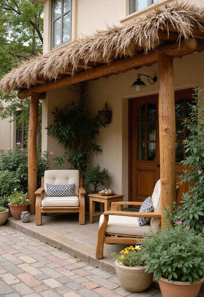 24 Patio Roof Extension Ideas for Small Outdoor Spaces - 13. Eco-Friendly Straw Roof