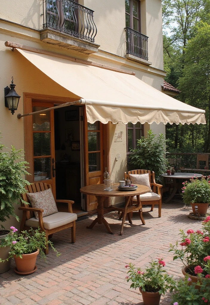 24 Patio Roof Extension Ideas for Small Outdoor Spaces - 16. Vintage Canvas Awning