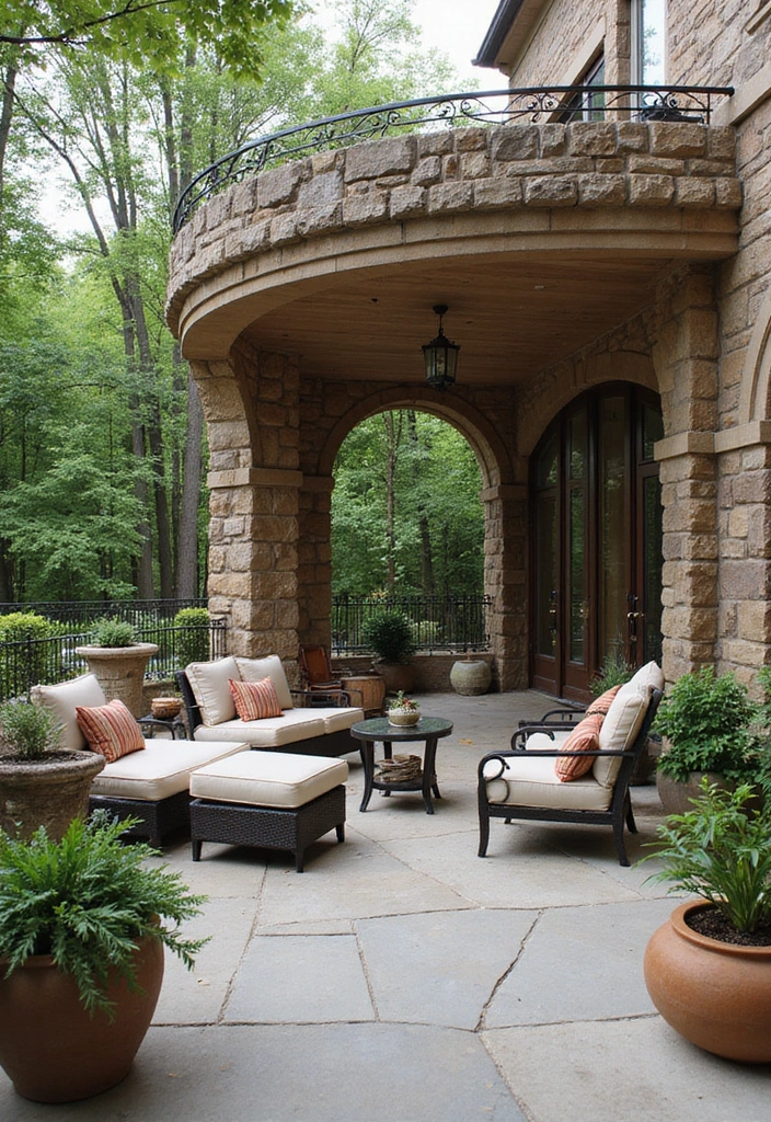 24 Patio Roof Extension Ideas for Small Outdoor Spaces - 18. Decorative Stone Roof